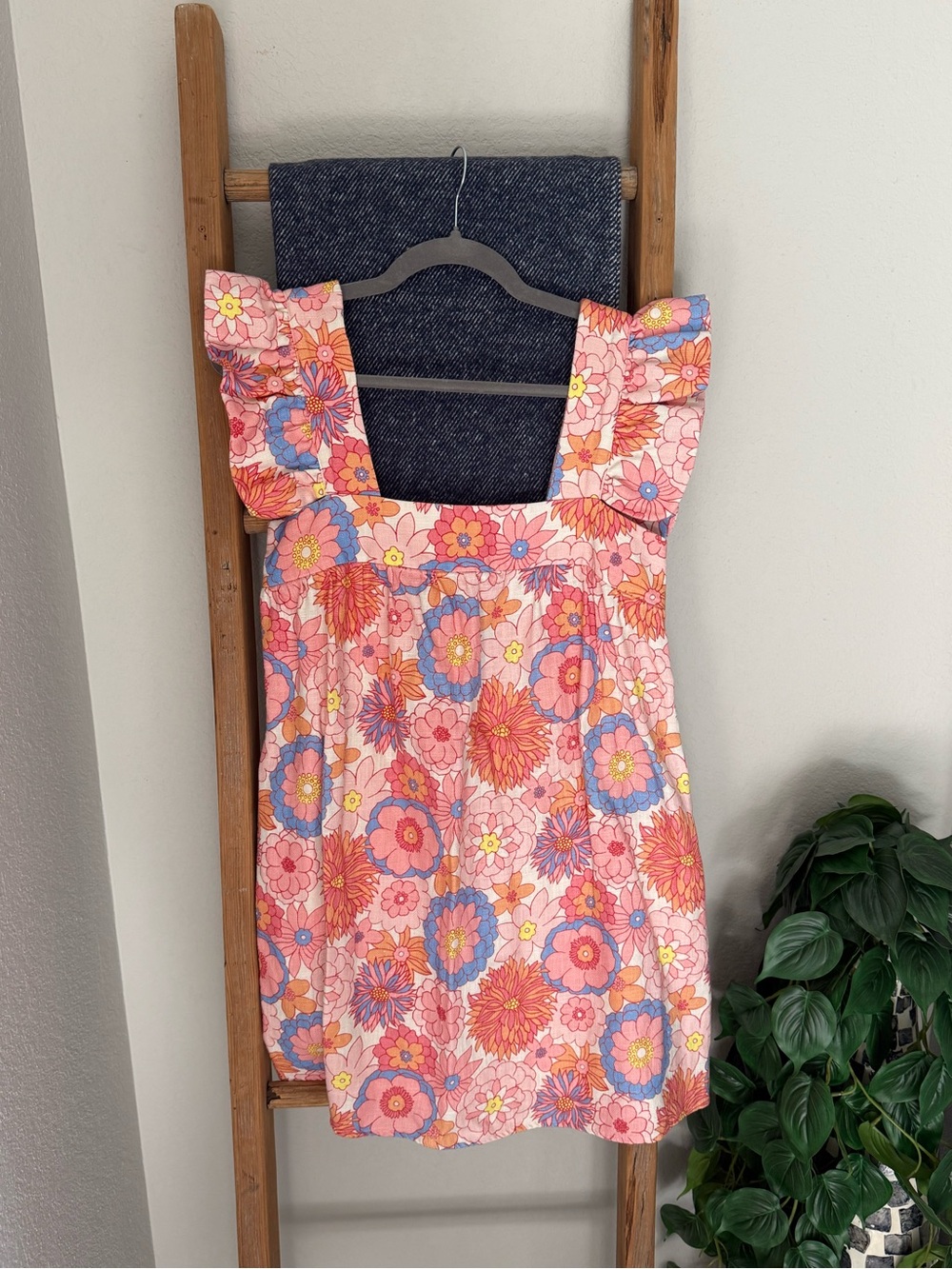 Tuckernuck Pink Multi Floral Ruffle-Shoulder Mini Dress